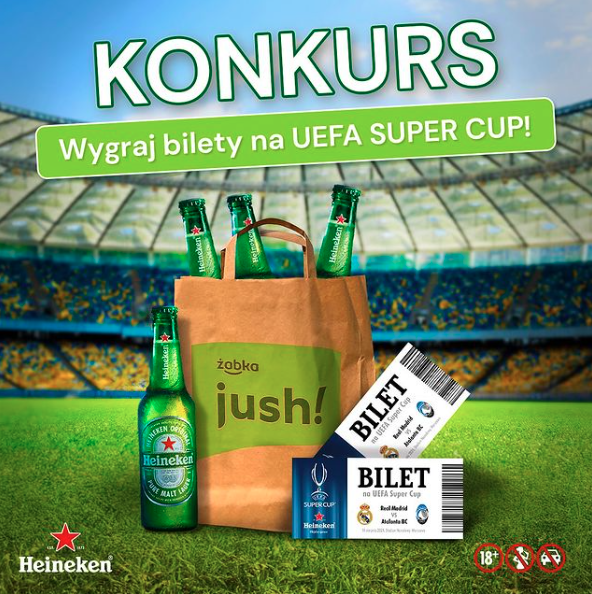 Konkurs "Kup piwo Heineken w aplikacji JUSH i wygraj bilety na mecz